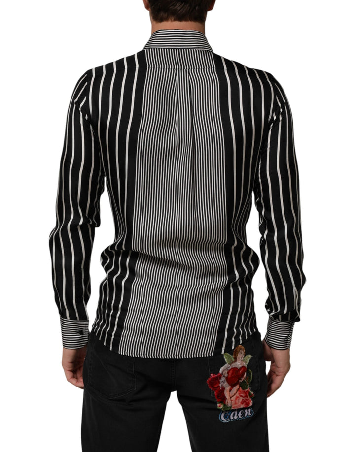 Dolce &amp; Gabbana Black White Stripes Men Martini Dress Shirt