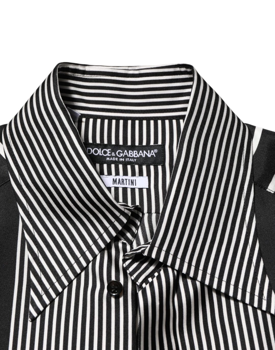 Dolce &amp; Gabbana Black White Stripes Men Martini Dress Shirt