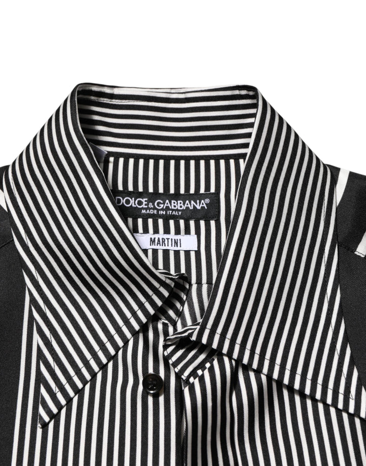 Dolce &amp; Gabbana Black White Stripes Men Martini Dress Shirt