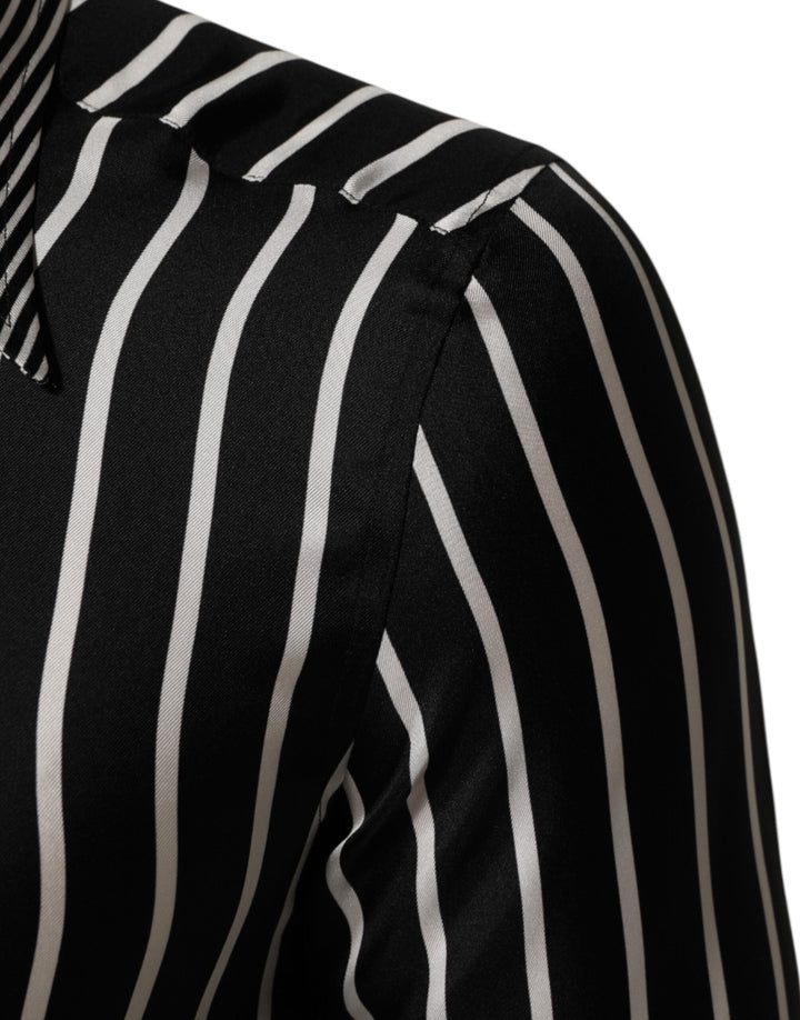 Dolce &amp; Gabbana Black White Stripes Men Martini Dress Shirt