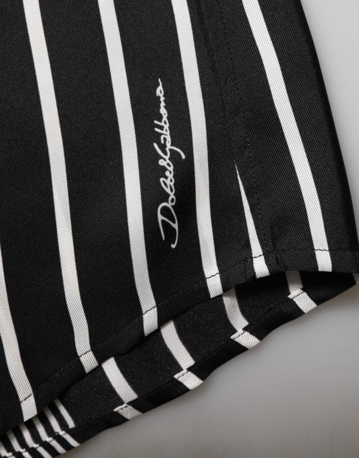 Dolce &amp; Gabbana Black White Stripes Men Martini Dress Shirt