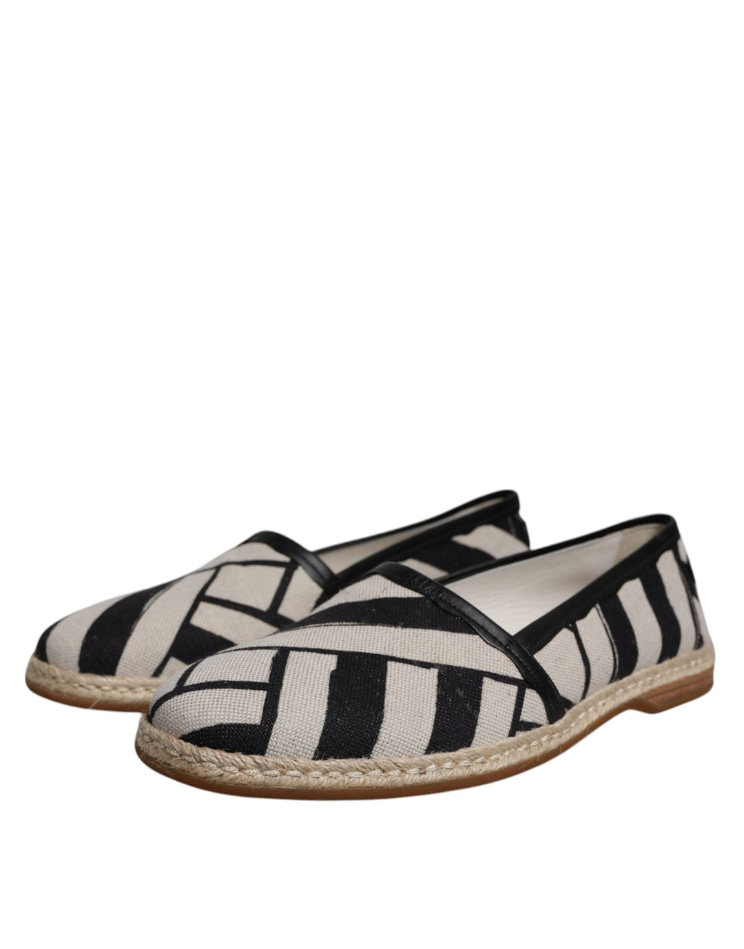 Men’s Dolce &amp; Gabbana Black White Stripes Slip on Espadrille Shoes