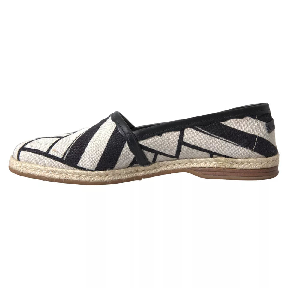 Men’s Dolce & Gabbana Black White Stripes Slip on Espadrille Shoes