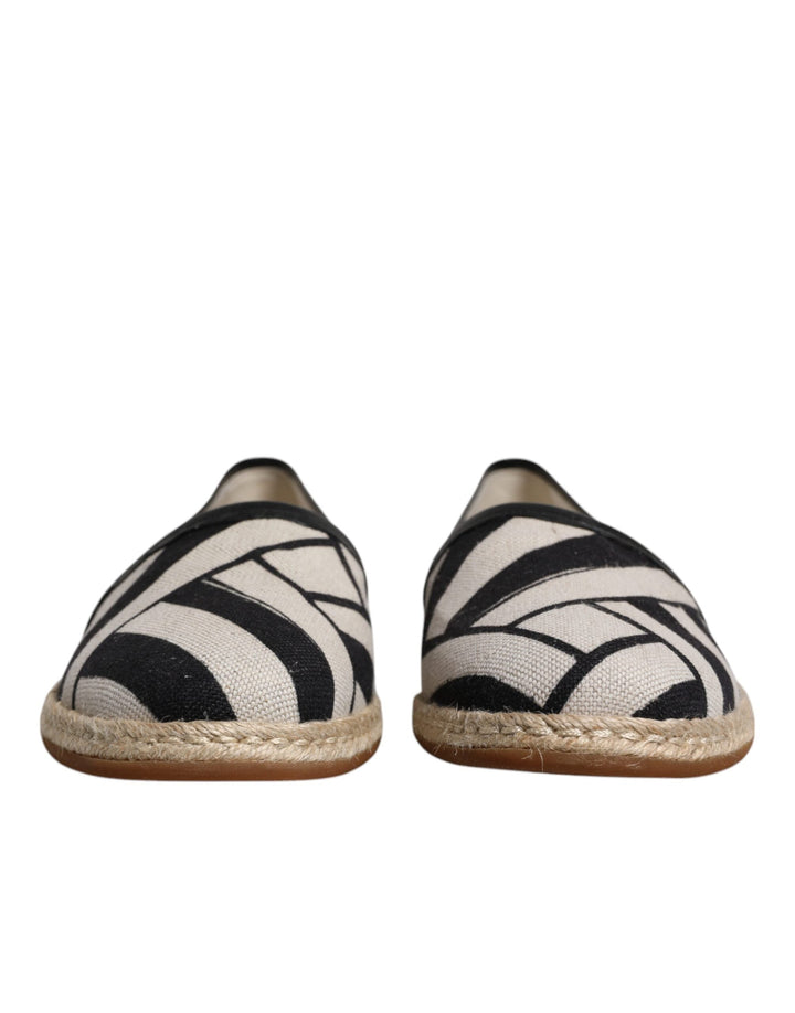 Men’s Dolce &amp; Gabbana Black White Stripes Slip on Espadrille Shoes