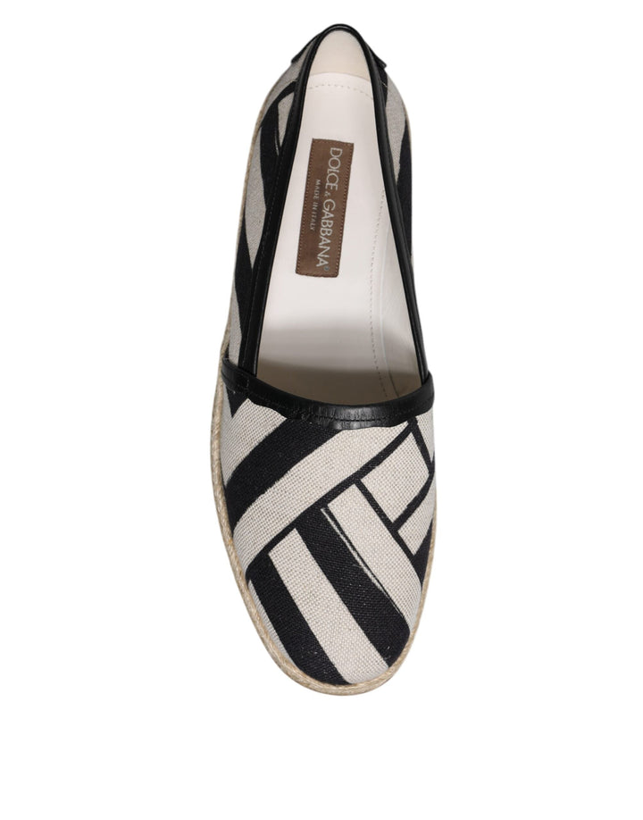 Men’s Dolce &amp; Gabbana Black White Stripes Slip on Espadrille Shoes