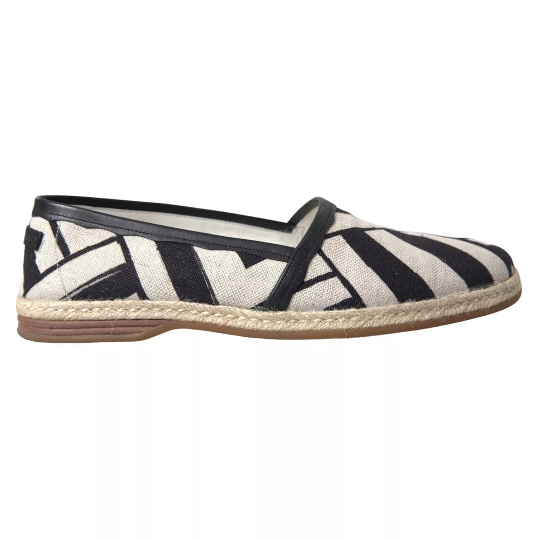 Men’s Dolce & Gabbana Black White Stripes Slip on Espadrille Shoes