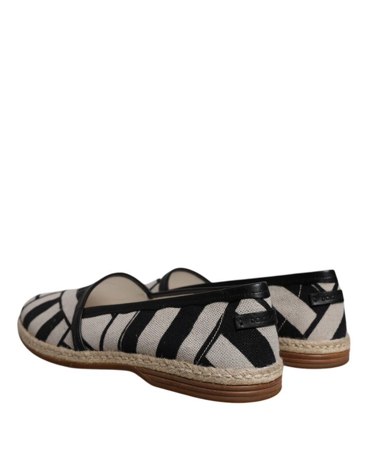Men’s Dolce &amp; Gabbana Black White Stripes Slip on Espadrille Shoes