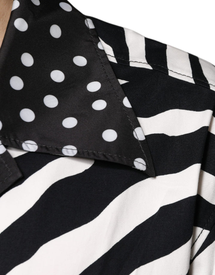 Dolce &amp; Gabbana Black White Zebra Button Down Oversize Shirt