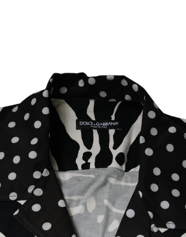 Dolce &amp; Gabbana Black White Zebra Button Down Oversize Shirt