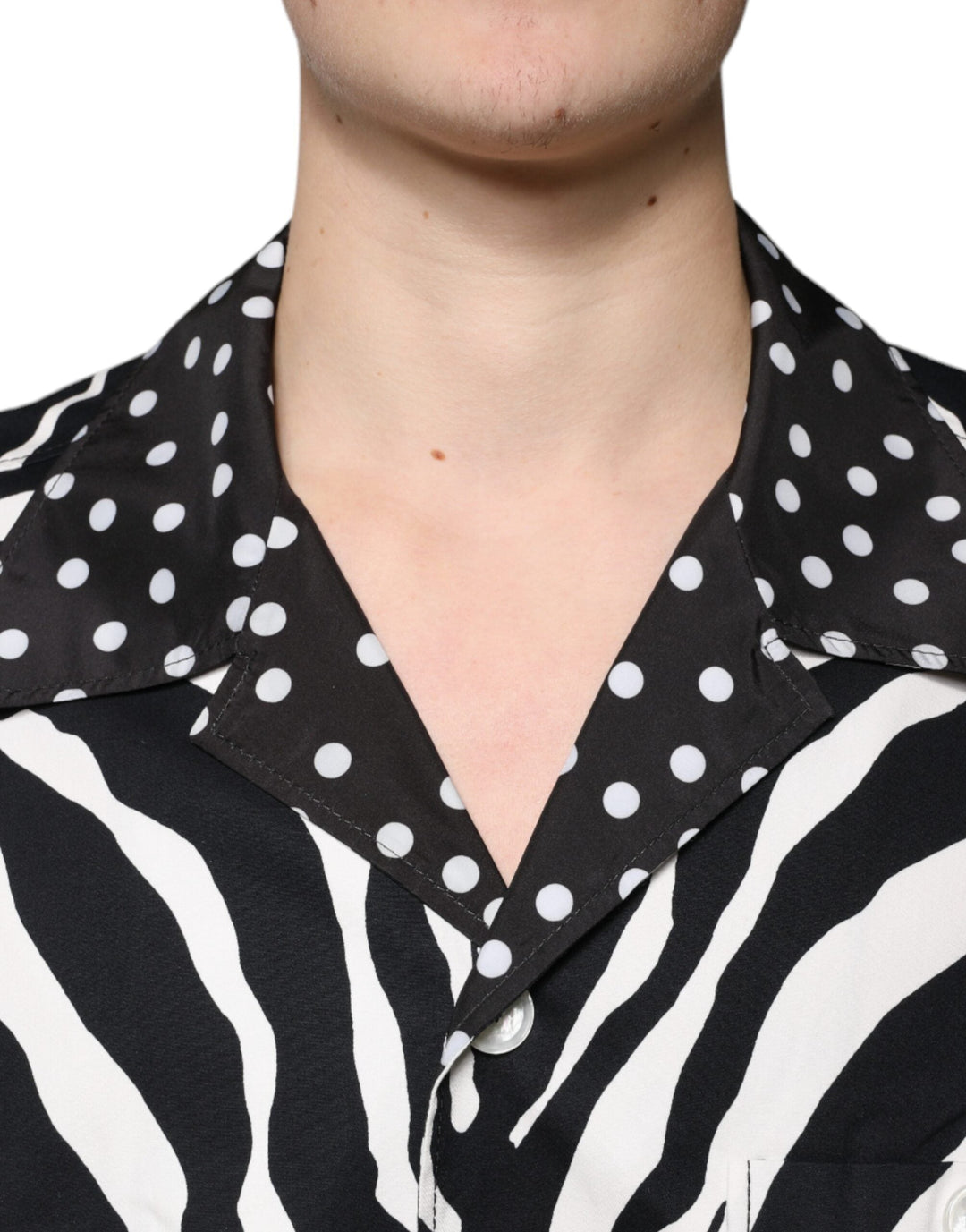 Dolce &amp; Gabbana Black White Zebra Button Down Oversize Shirt