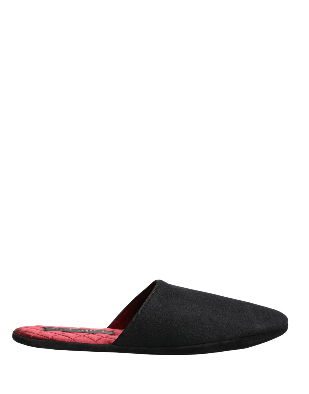 Men’s Dolce &amp; Gabbana Black Wool Cashmere Red Quilted Slippers Shoes