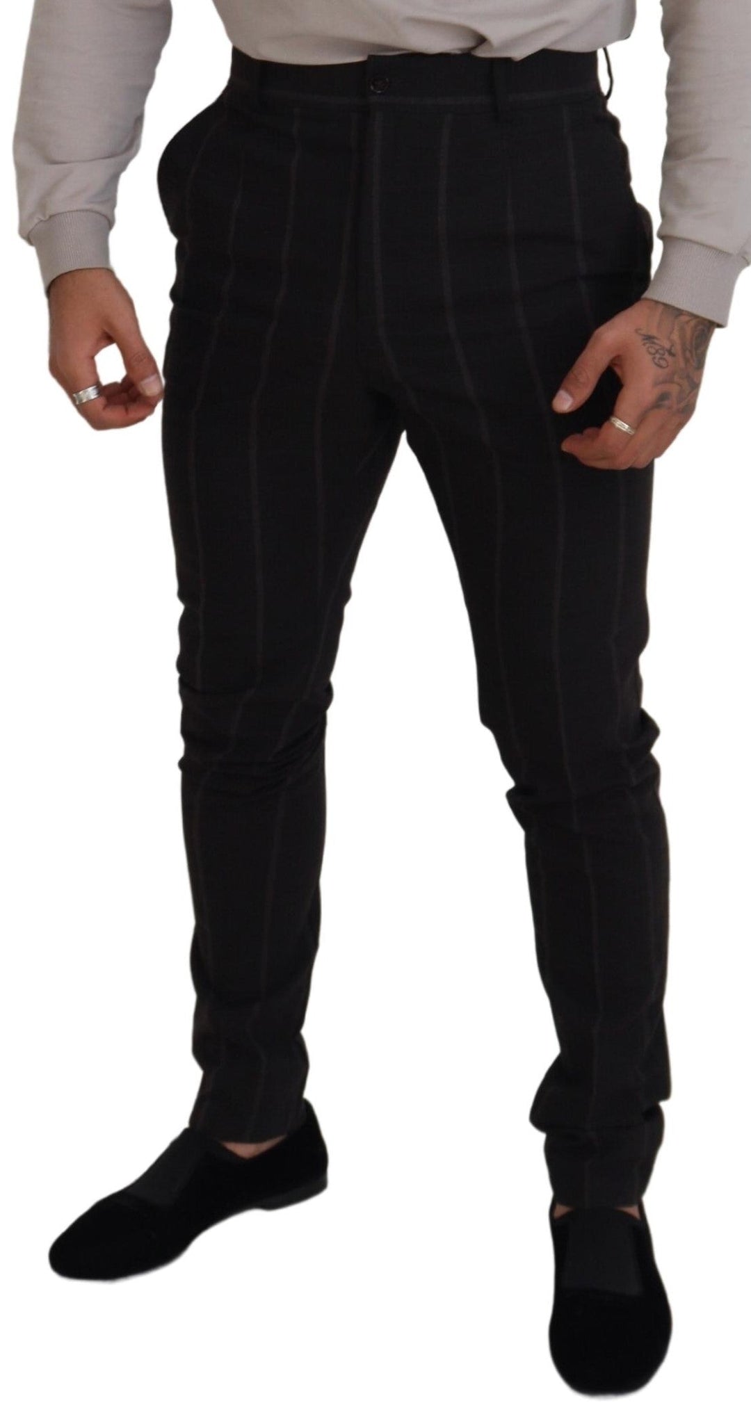 Men’s Dolce &amp; Gabbana Black Wool Chino Formal Men Pants