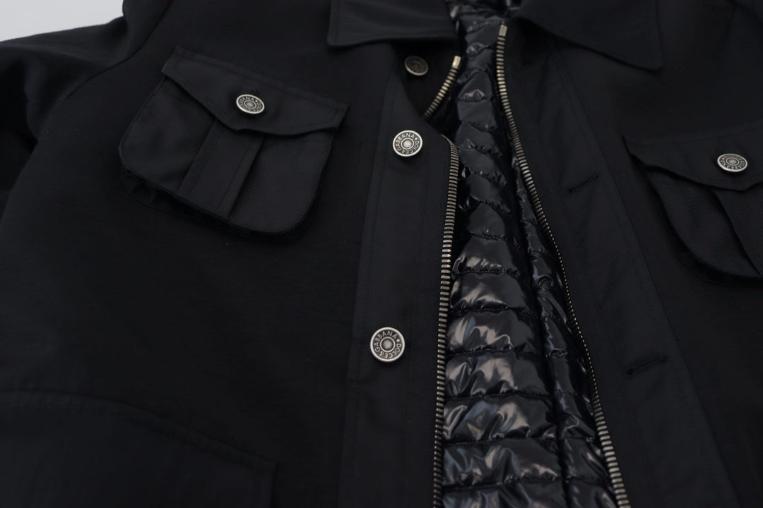 Men’s Dolce &amp; Gabbana Black Wool Collared Full Zip Jacket