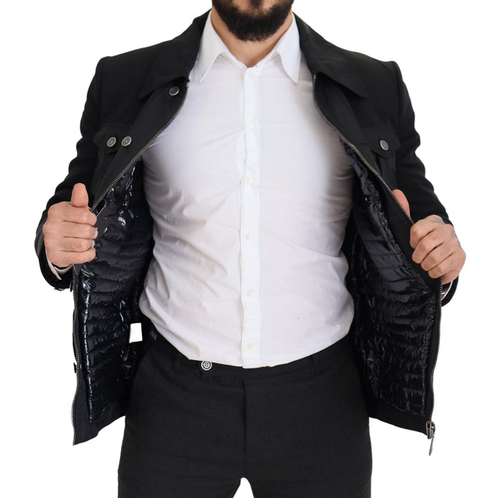 Men’s Dolce &amp; Gabbana Black Wool Collared Full Zip Jacket