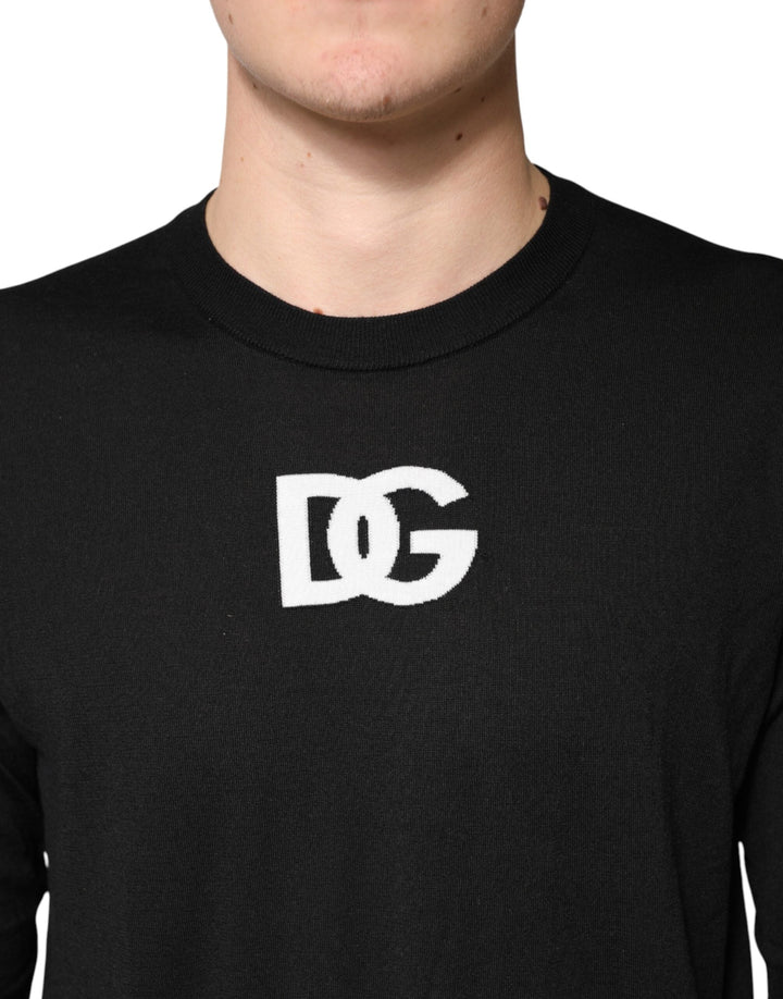 Men’s Dolce &amp; Gabbana Black Wool Dg Crew Neck Men Pullover Sweater