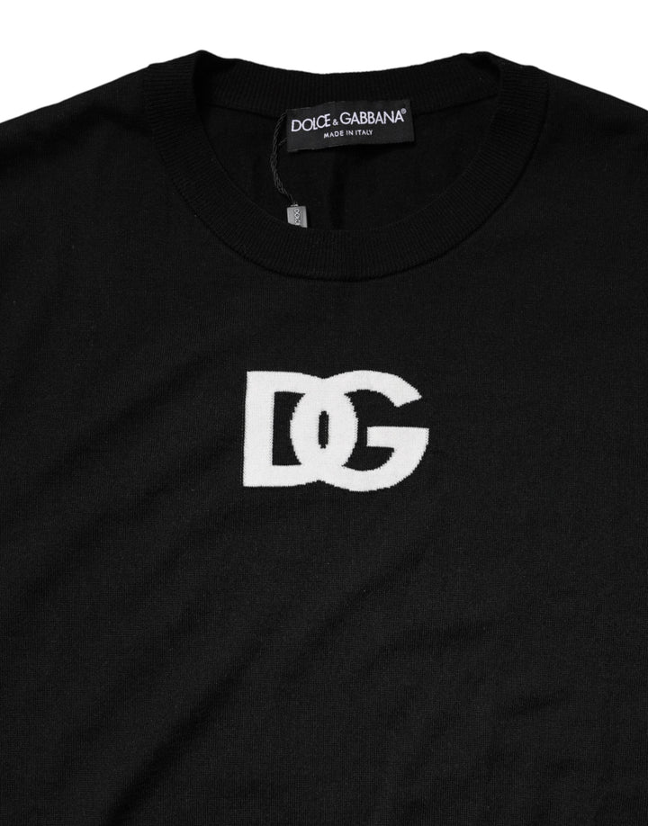 Men’s Dolce &amp; Gabbana Black Wool Dg Crew Neck Men Pullover Sweater
