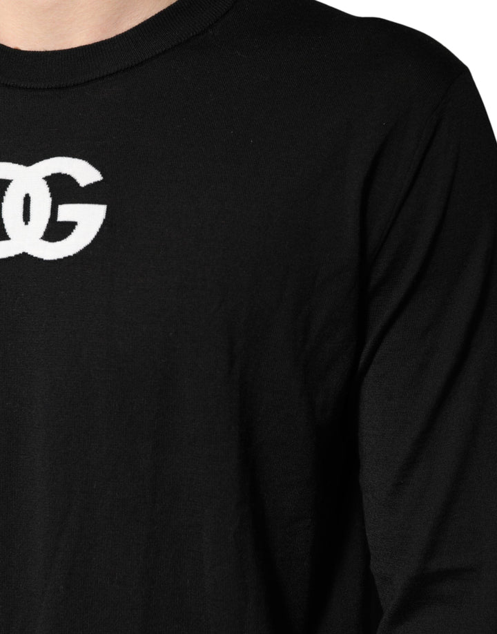 Men’s Dolce &amp; Gabbana Black Wool Dg Crew Neck Men Pullover Sweater