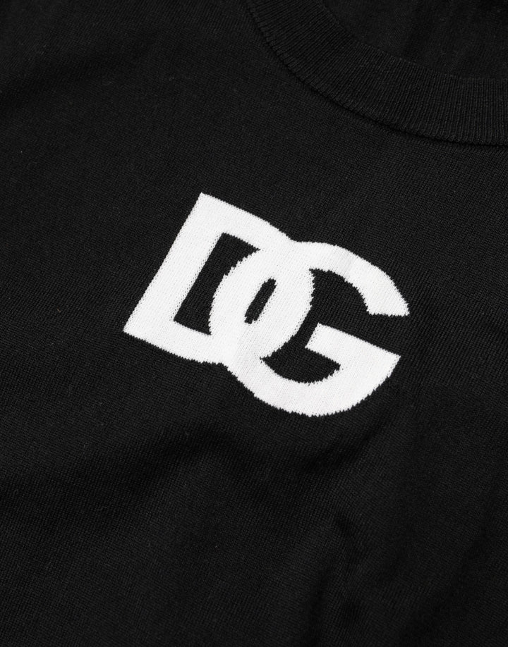 Men’s Dolce &amp; Gabbana Black Wool Dg Crew Neck Men Pullover Sweater
