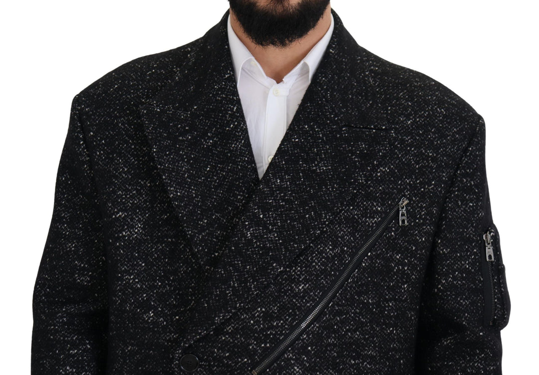 Men’s Dolce &amp; Gabbana Black Wool Double Breasted Coat Men Jacket