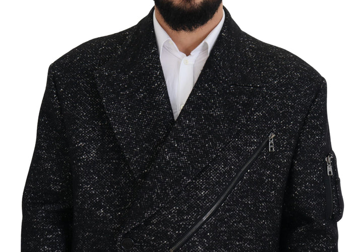 Men’s Dolce &amp; Gabbana Black Wool Double Breasted Coat Men Jacket