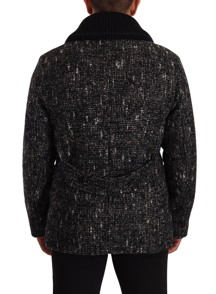 Men’s Dolce &amp; Gabbana Black Wool Double Breasted Coat Men Jacket