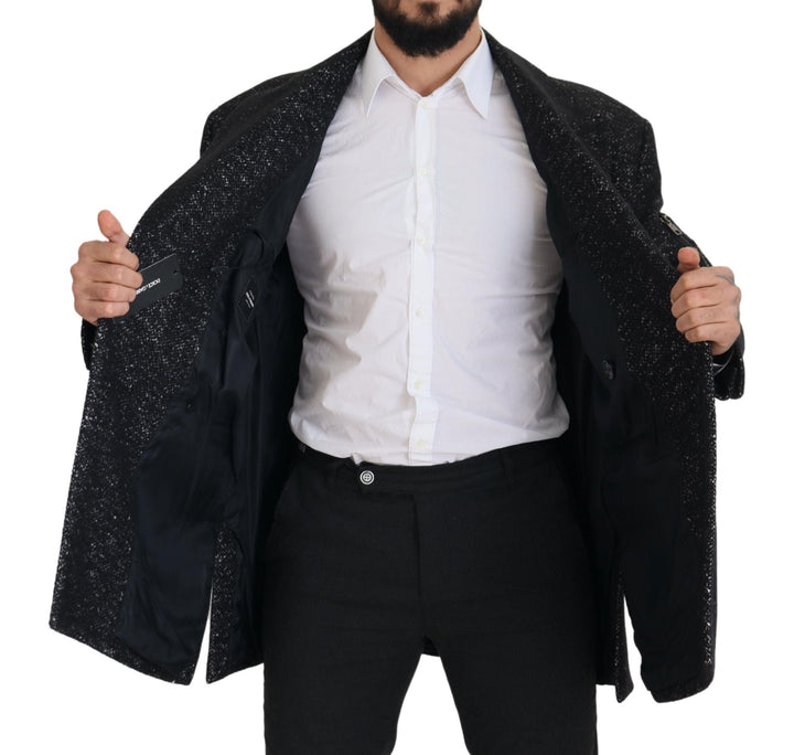 Men’s Dolce &amp; Gabbana Black Wool Double Breasted Coat Men Jacket