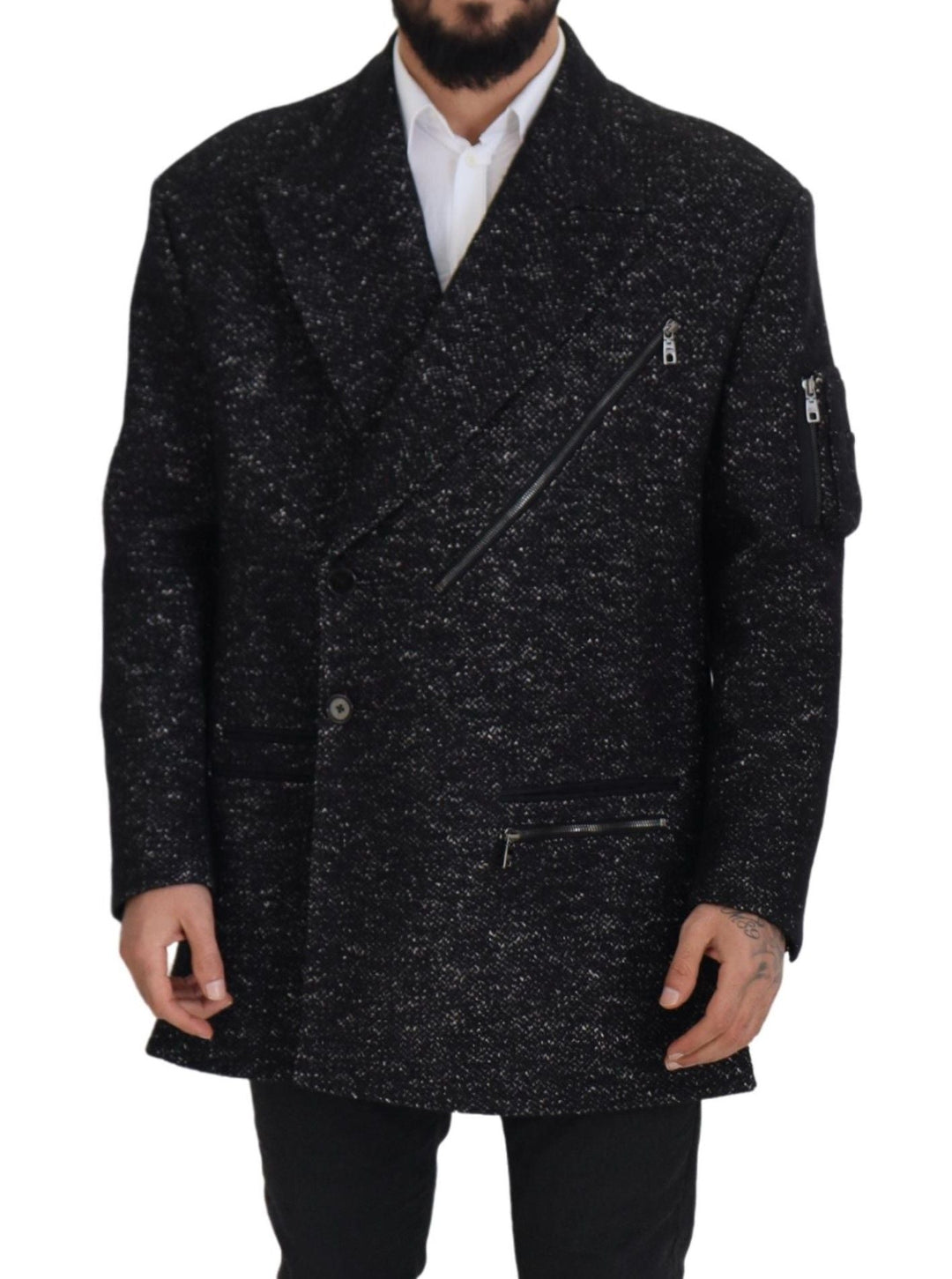 Men’s Dolce & Gabbana Black Wool Double Breasted Coat Men Jacket