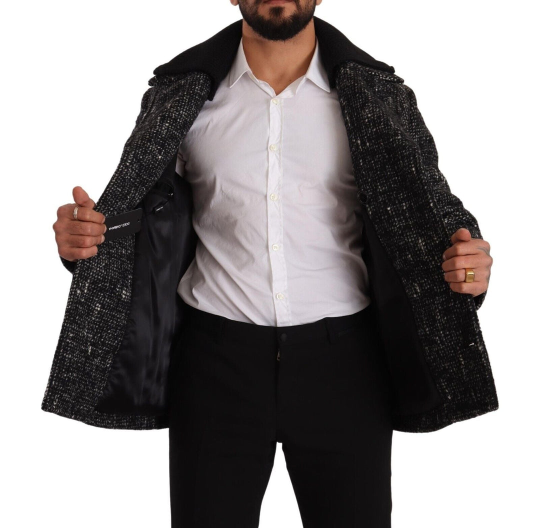 Men’s Dolce &amp; Gabbana Black Wool Double Breasted Coat Men Jacket