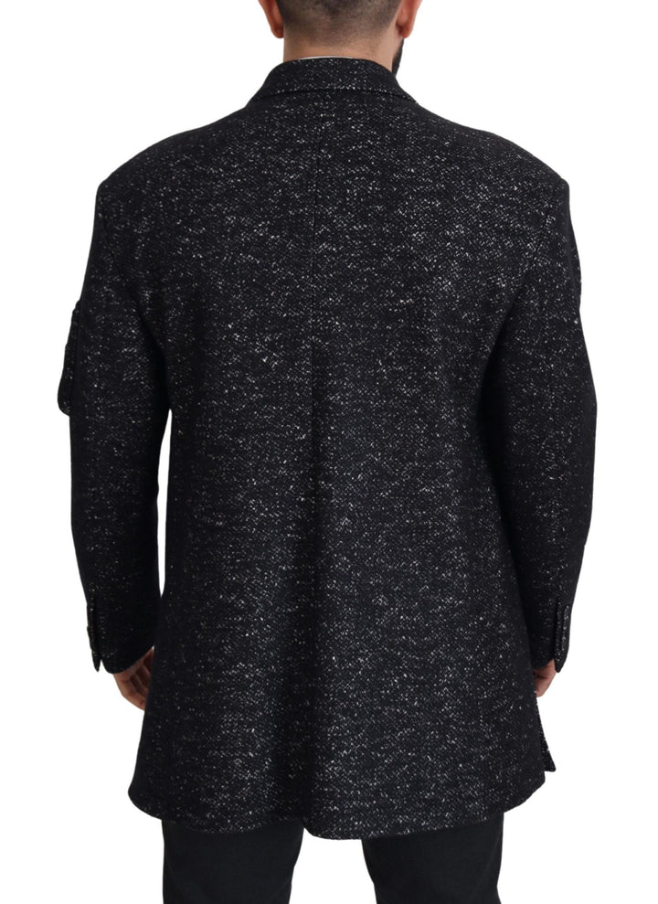 Men’s Dolce &amp; Gabbana Black Wool Double Breasted Coat Men Jacket