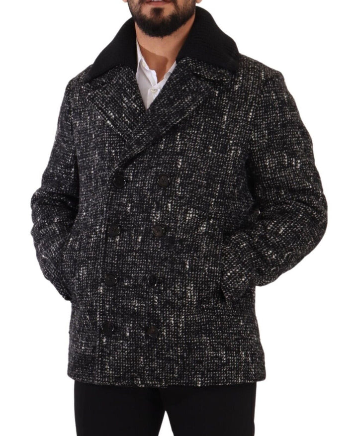 Men’s Dolce &amp; Gabbana Black Wool Double Breasted Coat Men Jacket