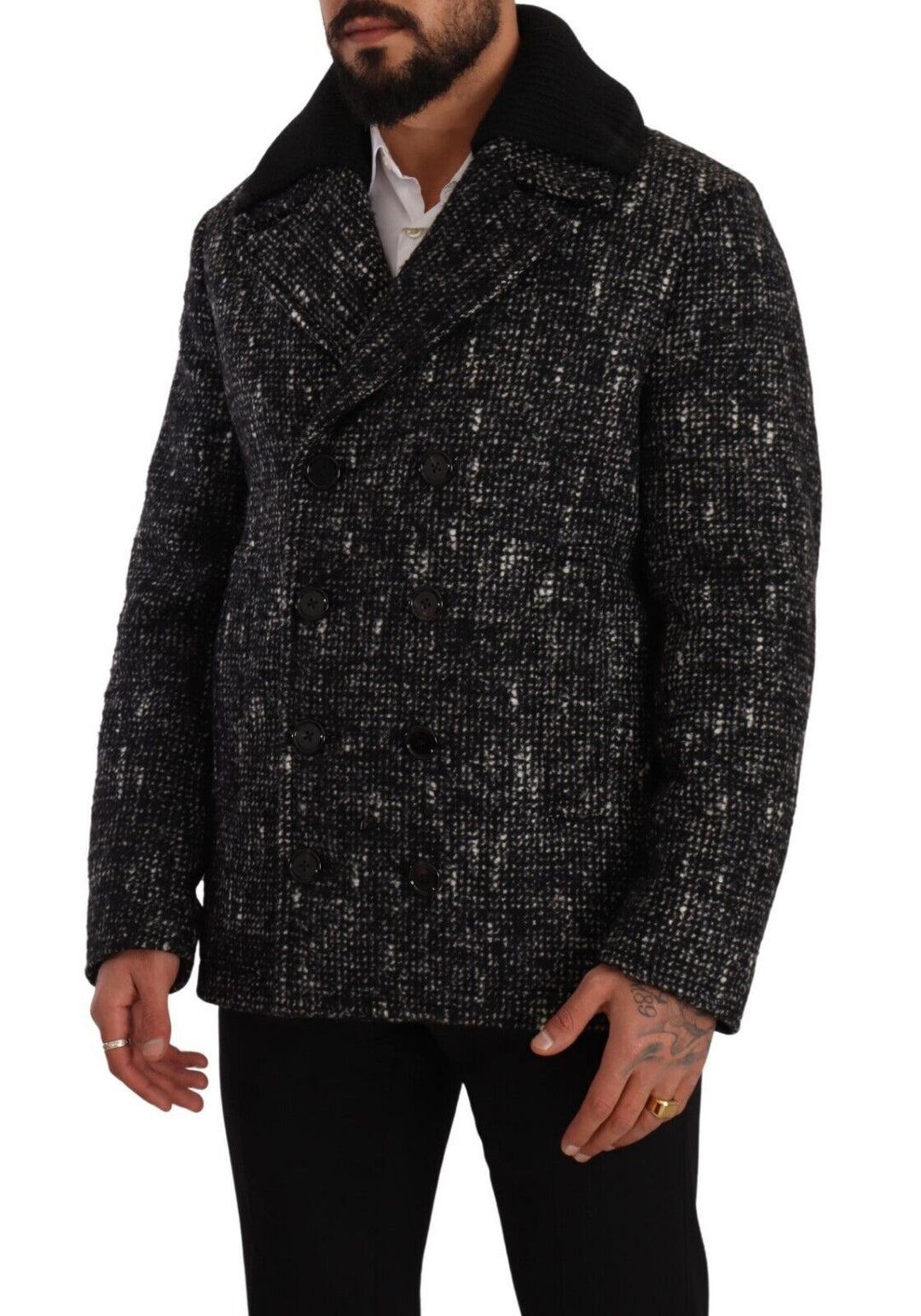 Men’s Dolce & Gabbana Black Wool Double Breasted Coat Men Jacket