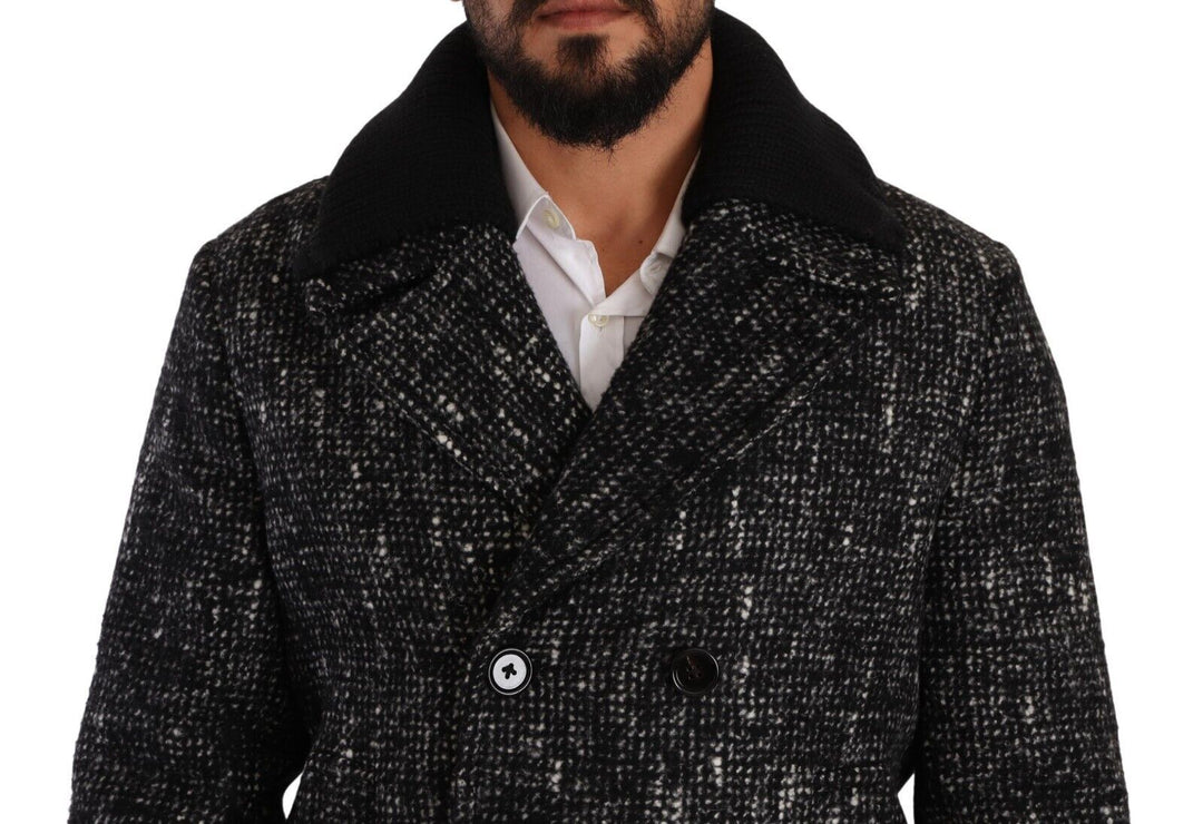 Men’s Dolce &amp; Gabbana Black Wool Double Breasted Coat Men Jacket