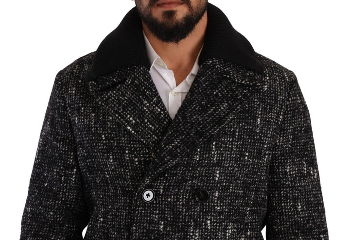 Men’s Dolce &amp; Gabbana Black Wool Double Breasted Coat Men Jacket