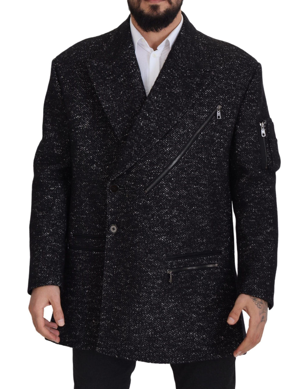Men’s Dolce & Gabbana Black Wool Double Breasted Coat Men Jacket