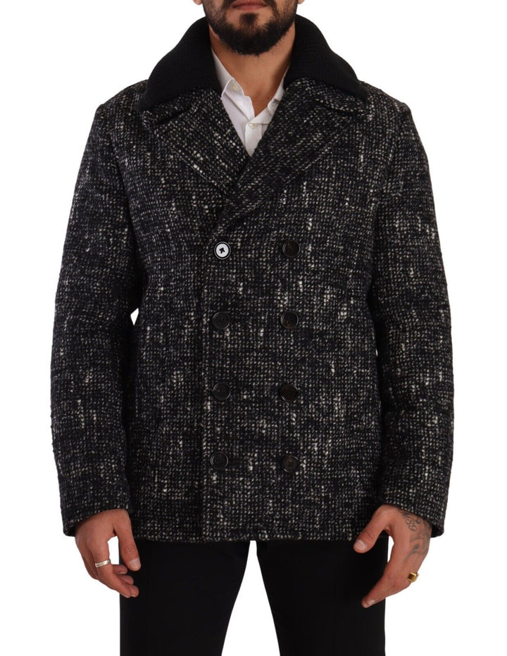 Men’s Dolce &amp; Gabbana Black Wool Double Breasted Coat Men Jacket