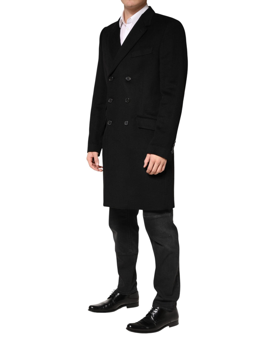 Men’s Dolce &amp; Gabbana Black Wool Double Breasted Trenchcoat Jacket