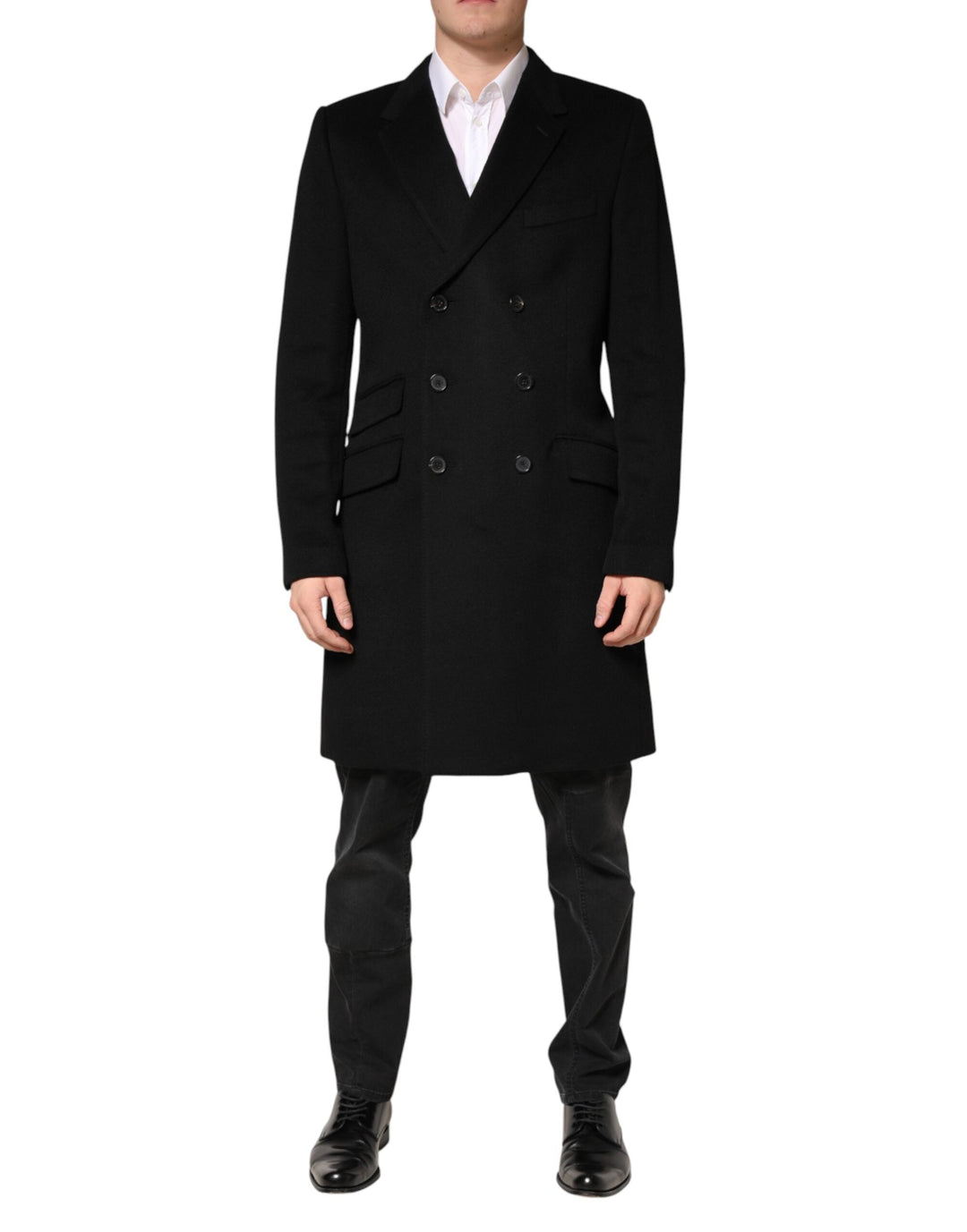 Men’s Dolce &amp; Gabbana Black Wool Double Breasted Trenchcoat Jacket