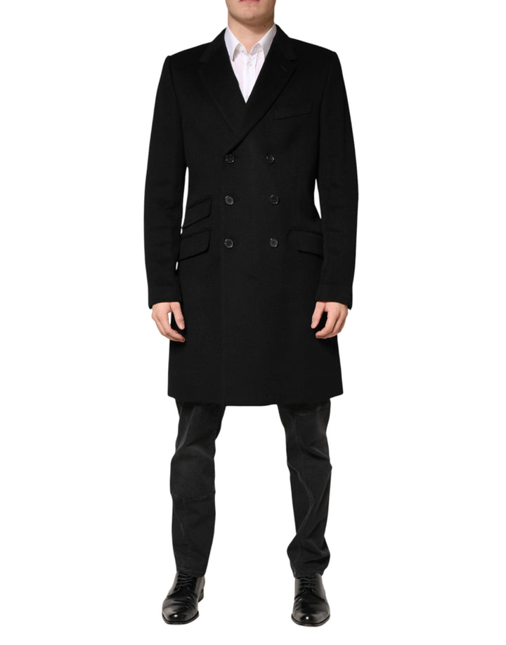 Men’s Dolce &amp; Gabbana Black Wool Double Breasted Trenchcoat Jacket