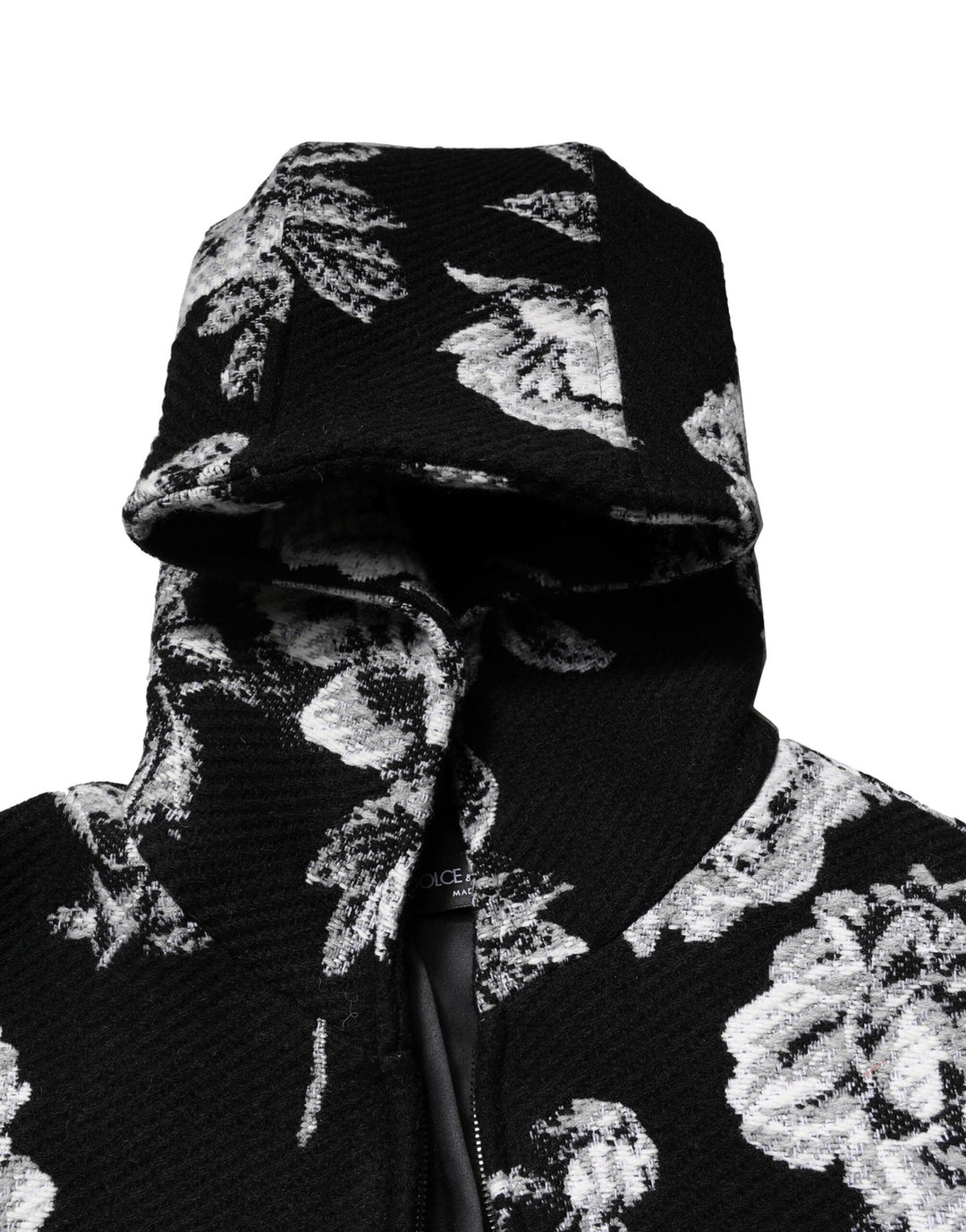 Men’s Dolce &amp; Gabbana Black Wool Floral Printed Men Hooded Jacket