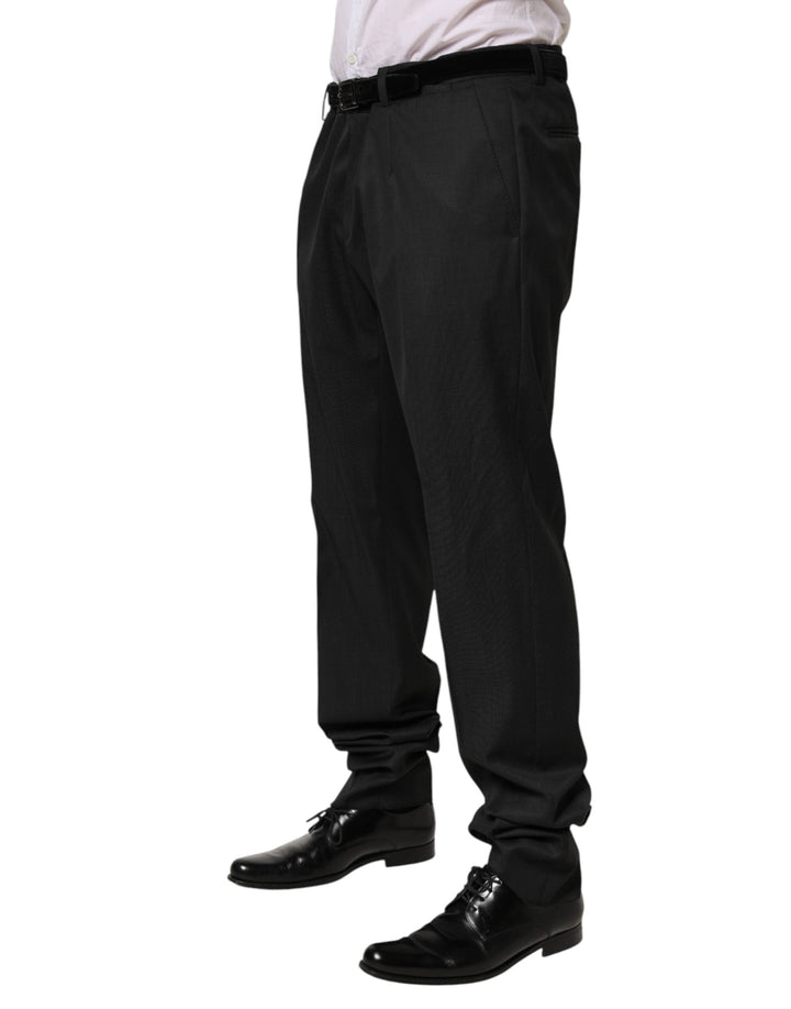 Men’s Dolce &amp; Gabbana Black Wool Formal Dress Men Trouser Pants