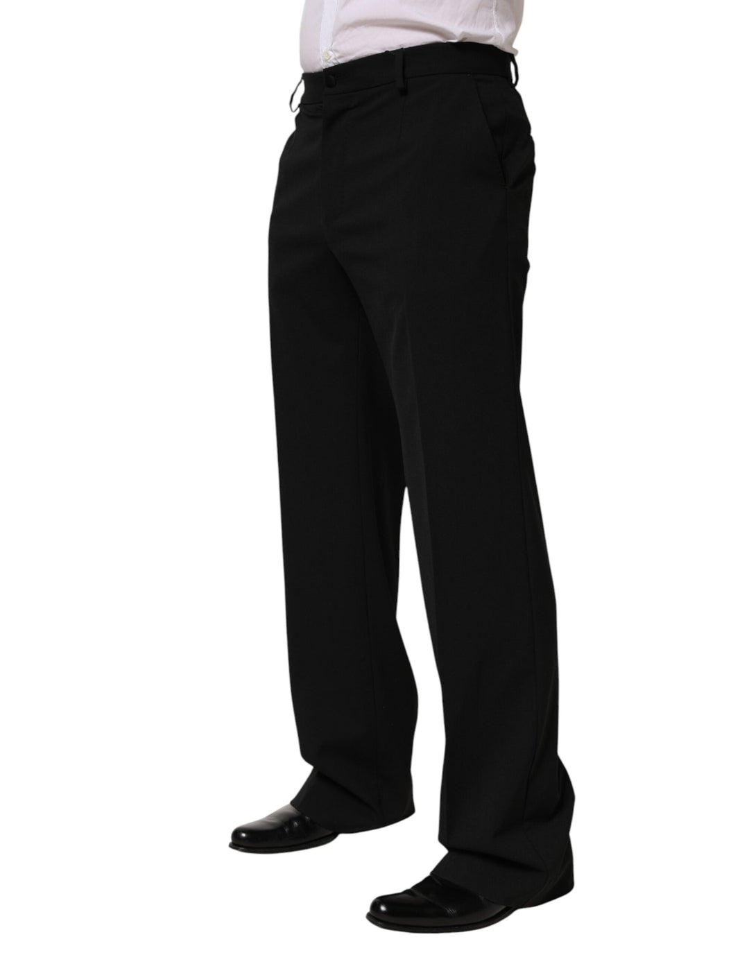 Men’s Dolce &amp; Gabbana Black Wool Formal Dress Men Trouser Pants