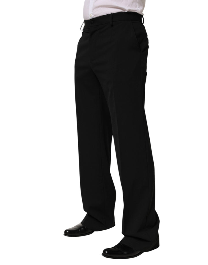 Men’s Dolce &amp; Gabbana Black Wool Formal Dress Men Trouser Pants