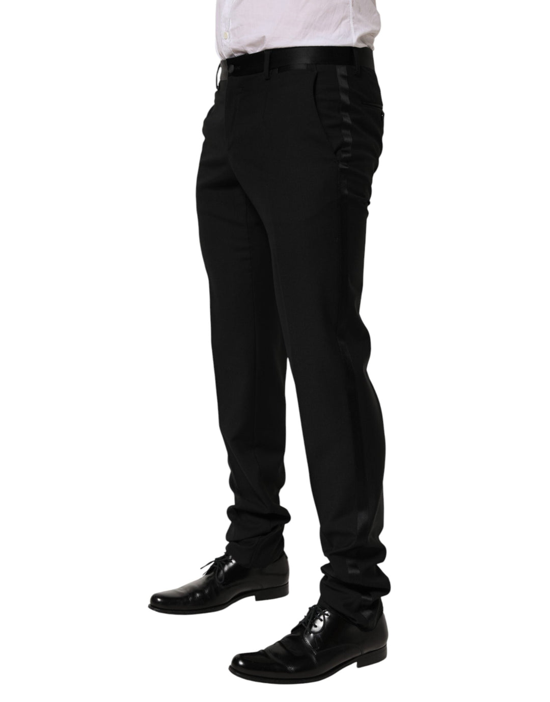 Men’s Dolce &amp; Gabbana Black Wool Formal Dress Men Trouser Pants