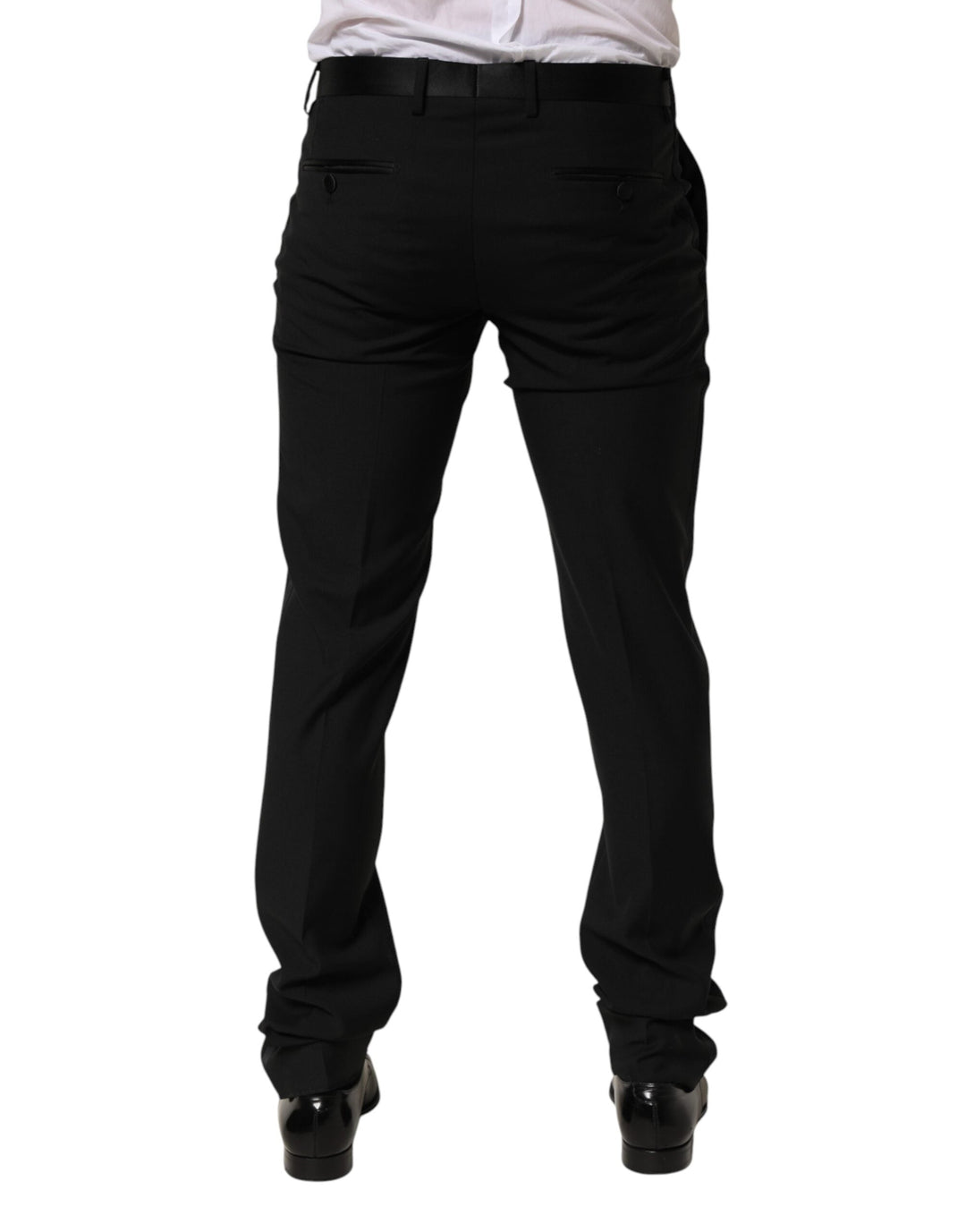 Men’s Dolce &amp; Gabbana Black Wool Formal Dress Men Trouser Pants