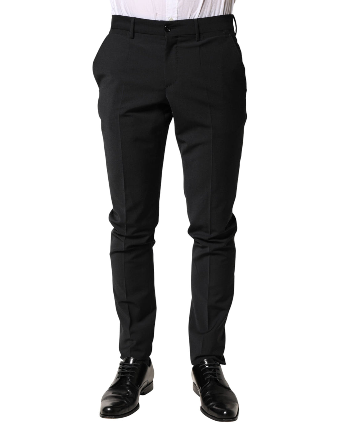 Men’s Dolce &amp; Gabbana Black Wool Formal Dress Men Trouser Pants