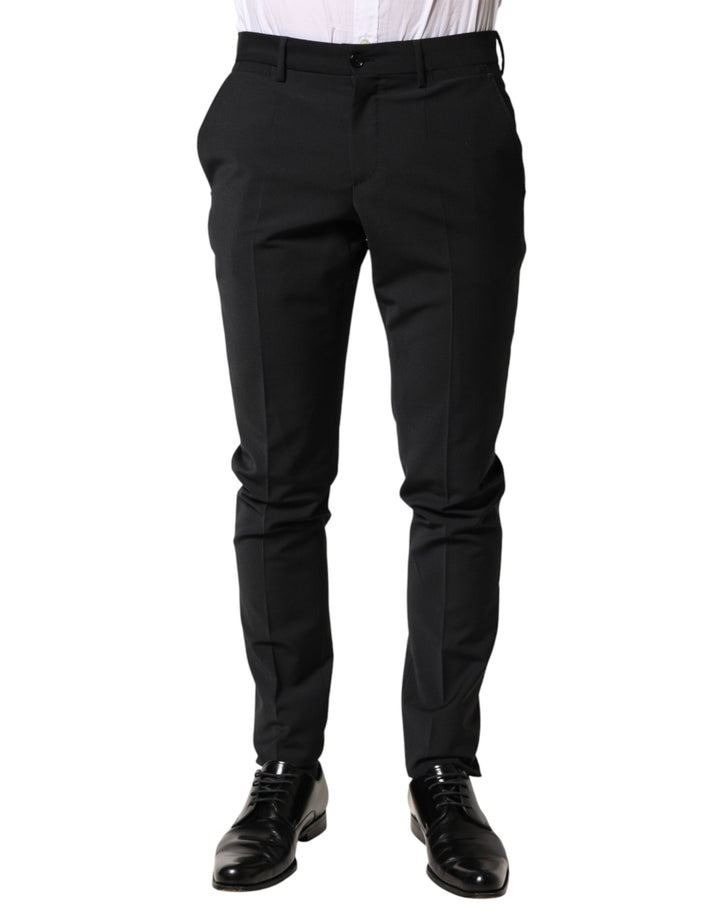 Men’s Dolce &amp; Gabbana Black Wool Formal Dress Men Trouser Pants