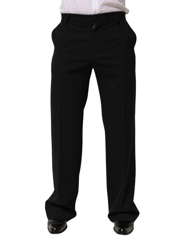 Men’s Dolce &amp; Gabbana Black Wool Formal Dress Men Trouser Pants
