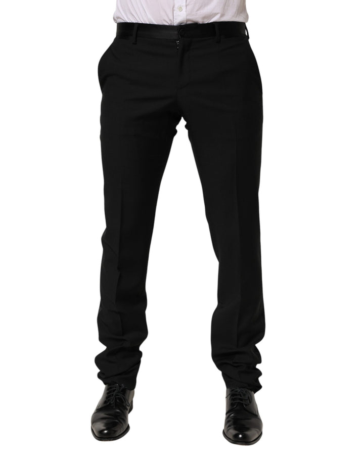 Men’s Dolce &amp; Gabbana Black Wool Formal Dress Men Trouser Pants