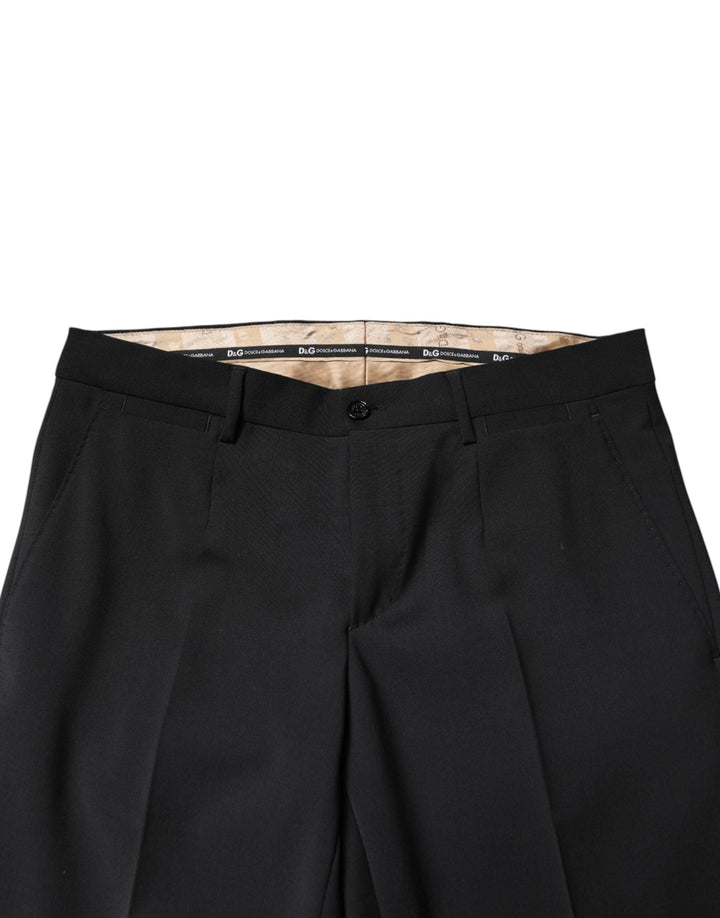 Men’s Dolce &amp; Gabbana Black Wool Formal Dress Men Trouser Pants