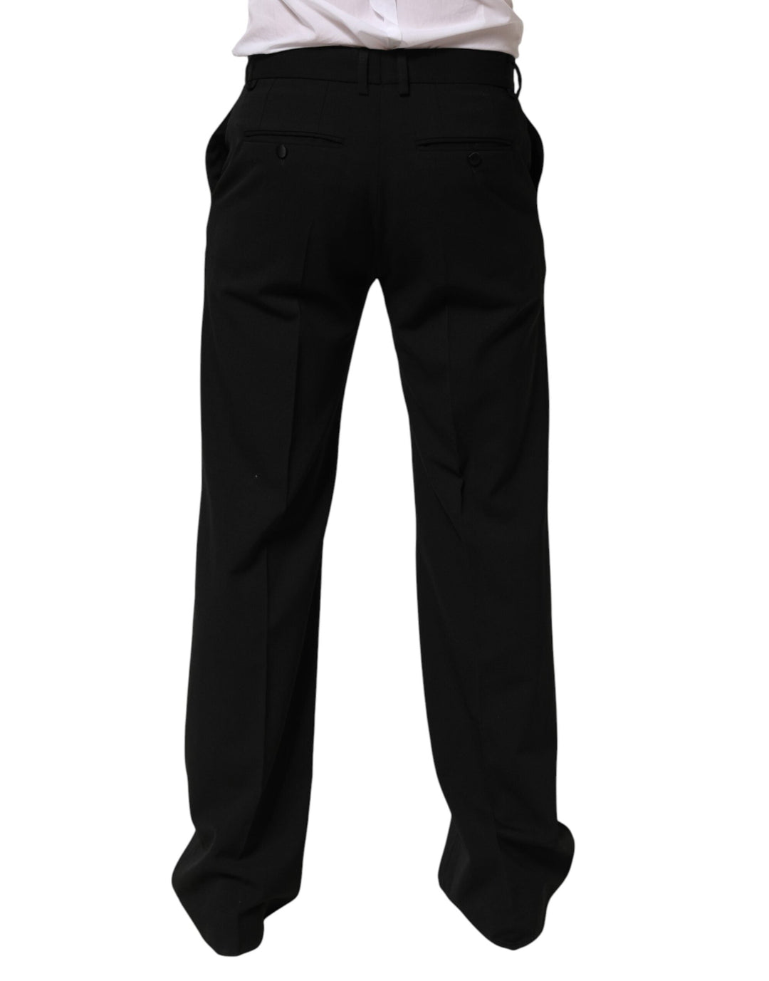 Men’s Dolce &amp; Gabbana Black Wool Formal Dress Men Trouser Pants